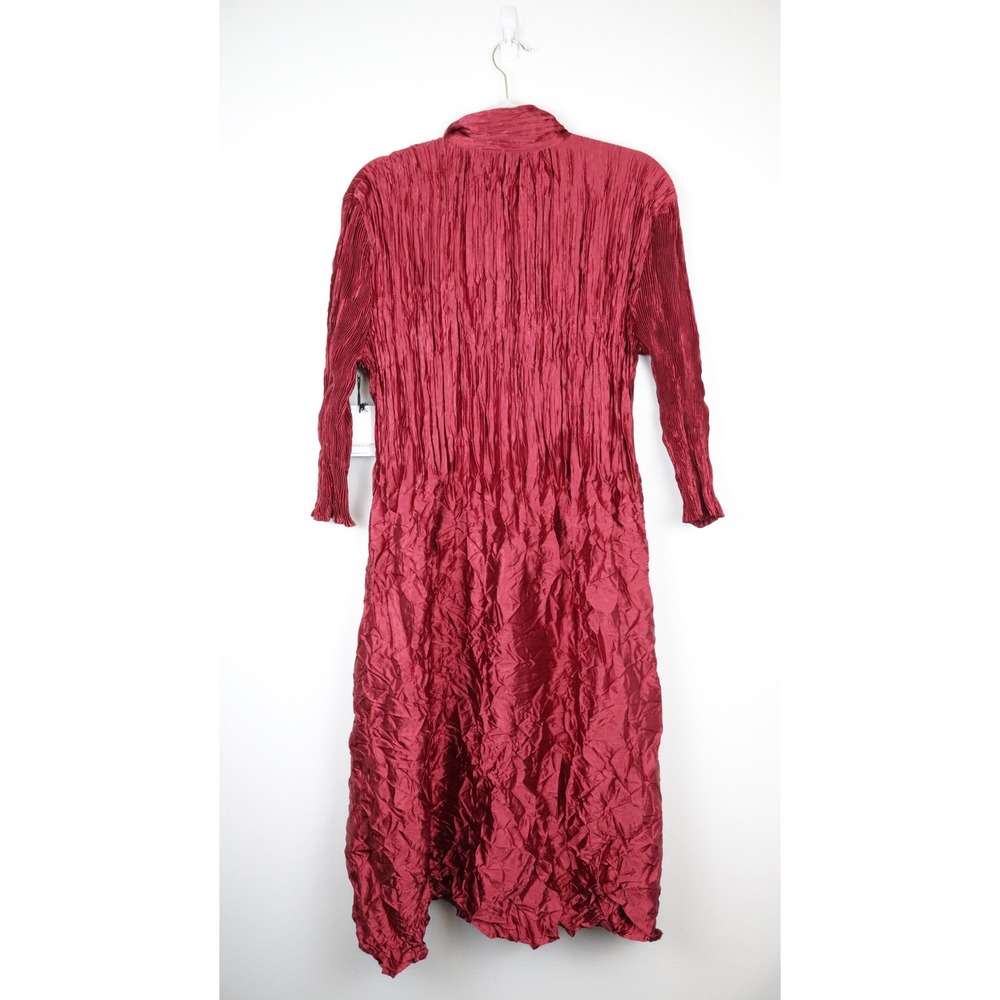 NWT Alquema Metallic Nehru Coat Dress Ruby Red 2 US 12-14 - Picture 3 of 12